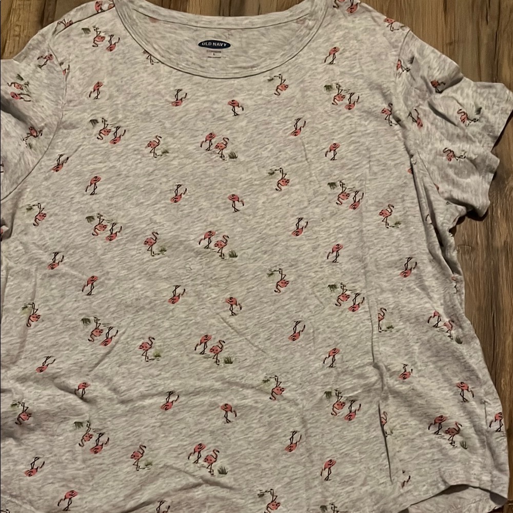 Old Navy Women's Flamingo Print Short Sleeve Tee